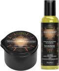 Kama Sutra Leather Pheromone Massage Bundle 2oz Massage Oil and Candle