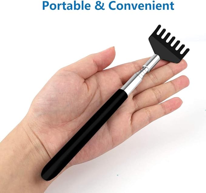 6 Pack Extendable Back Scratcher - Portable Telescoping Metal Back Scratchers/Hand Massager with Soft Rubber Handles for Thanksgiving, Birthday, Christmas Gifts