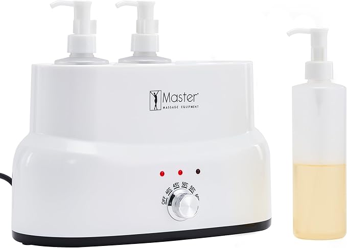 Master Massage Three Bottles Massage Oil, Lotion, Cream Warmer Heater with Empty Bottles- Massage Cream Heating Device- Salon Spa Body Therapy, White