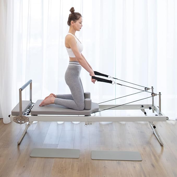 ARKANTOS Foldable Pilates Reformer, Pilates Machine & Equipment for Home Use and Gym Workout, Suitable for Beginners and Intermediate Users (Grey)
