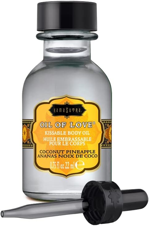 KAMA SUTRA Oil of Love Coconut Pineapple - .75 fl oz - Kissable Warming Body Topping for Oral Foreplay Fun, Delicious Lickable Flavor for Couples, Women, and Men. Water-Based.
