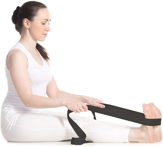 Cotton Exercise Yoga stretch Strap - Sturdy Flexibility Tensile Belt Adjustable Metal D-Ring Buckle, Hold Poses for Daily Stretching, Pilates, General Fitness, and Physical Therapy