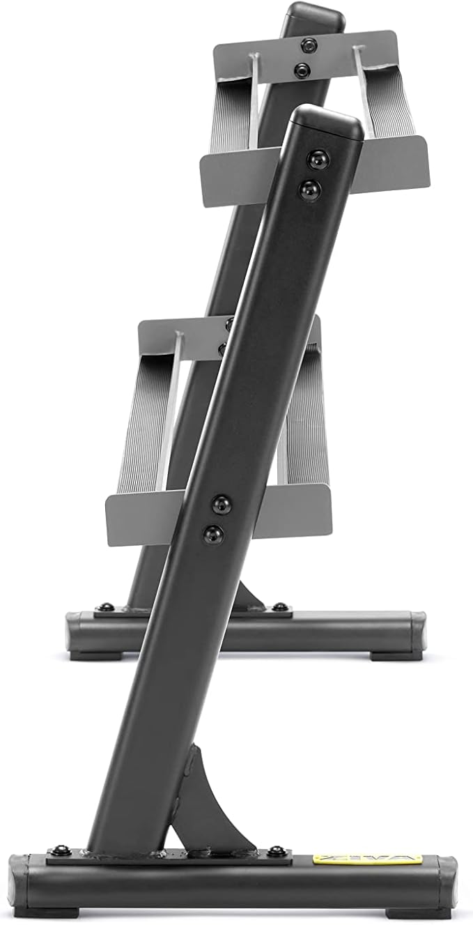 ZIVA 2-Tier 6 Pair Hexagon Dumbbell Rack - Gym, Home Storage Rack – Heavy Gauge Steel Frame – Holds 6 Pairs of Dumbbells, Black Powder Coated Finish (Dims: H: 33", W: 48", L: 17", Wt: 53lb)