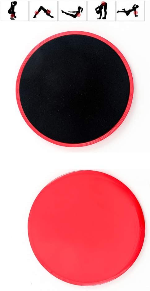 Exercise Core Sliders, 2 Pcs Dual Sided Gliding Discs Use on Carpet or Hardwood Floor, Fitness Slides for Gym, Home, Outdoor Training Abdominal Workout, Red
