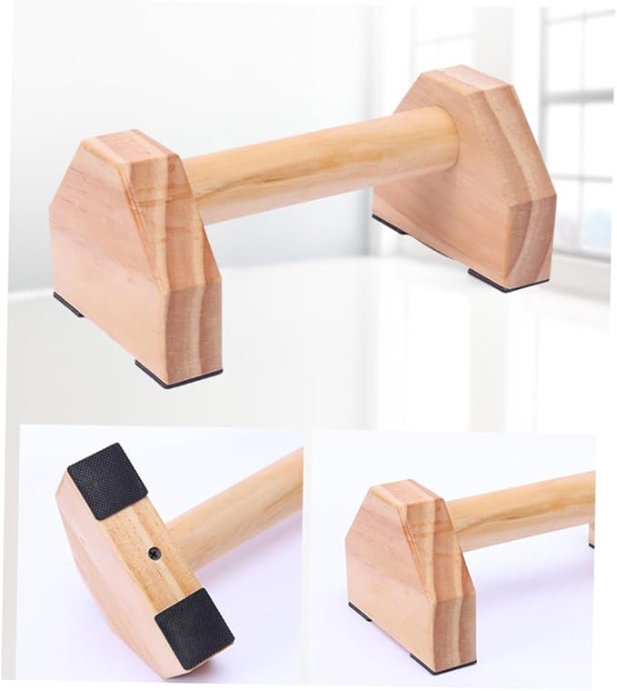 Didiseaon Solid Wood Push-up Bracket Pair, Muscle Training Fitness Equipment with Handstand Bars for Home Strength Training and Calisthenics