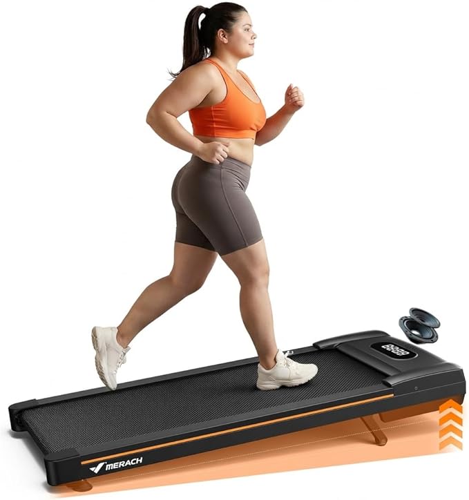 MERACH Walking Pad Treadmill with Incline 10% Auto Incline, 350LBS Capacity Treadmills for Home, Under Desk Compact Treadmill 3.0HP Strong Walkingpad with Bluetooth Speaker & Remote Control W50 Lite