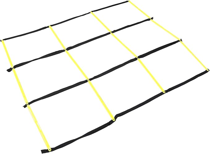 GLEAVI Multifunctional Football Agility Ladder Rope Ladder for Sports Training Foldable Yellow Speed and Footwork for Soccer Agility Drills and Fitness Exercises