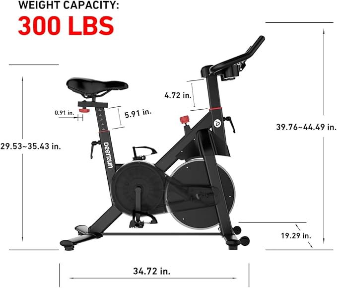 DeerRun Exercise Bike, Indoor Cycling Bike with Adjustable Magnetic Resistance, Low-Noise Belt Drive Stationary Bike for Home Cardio, 300 lb Capacity, Device Mount & LCD Monitor