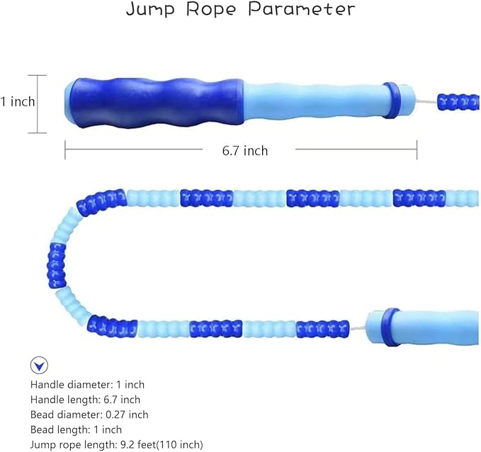 Jump Rope for Kids Girls and Boys, Soft Beaded Jump Ropes, Adjustable Skipping Rope, Tangle-Free Segmented Rope for Kid and Women Men Adults Exercise, Keeping Fit, Training - 9.2Ft