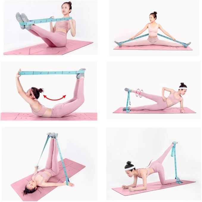 Nitpicker Stretching Straps Hamstring Stretcher Device Elastic Exercise Band Yoga mat Carrying Straps Leg Exercise Equipment Stretching Strap with Loops for Flexibility Stretch Strap 11 Loops