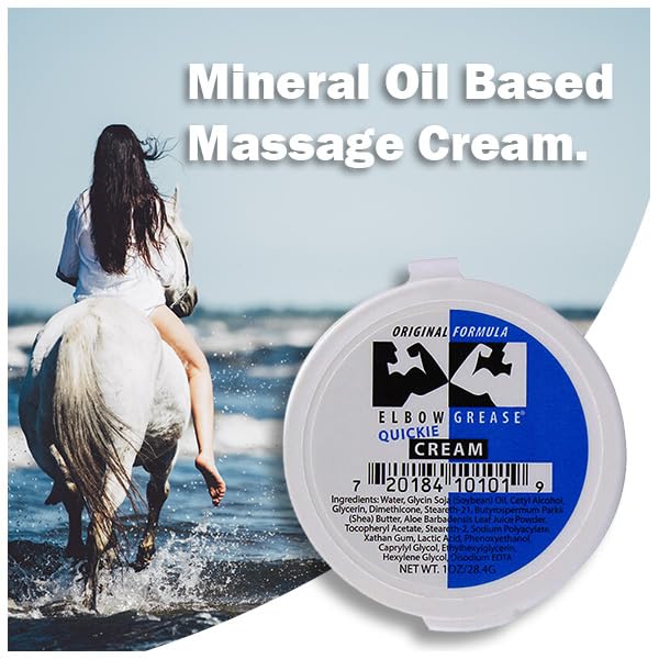 Elbow Grease Original Massage Quickie Cream (Unscented, 1oz) A Rich, Smooth and Effective Therapeutic & Personal Massage