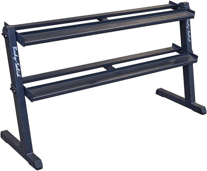 Body-Solid (GDR60B) 2-Tier Dumbbell Rack Stand Only, Heavy-Duty Dumbell Weight Storage Racks for Hand Weights, Home Gym Organizer Can Hold 5-50 lbs. Dumbbells