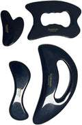 Scienlodic 4 Pcs Gua Sha Massage Tools for Face & Body (Black Gold, Resin) - Guasha Scraping Tool for Jawline Contouring, Puffiness Reduction, Neck, Back, Legs & Muscle Relaxation