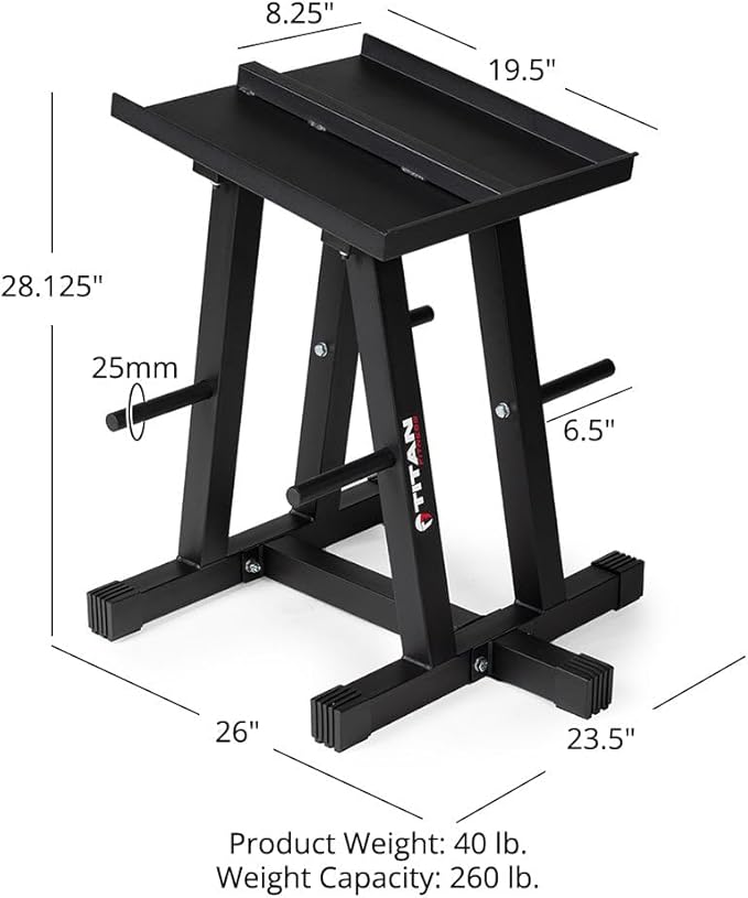 Titan Fitness Dumbbell Stand and Plate Tree, 260 LB Capacity, Organize Classic Dumbbells, Power Blocks, Loose Plates, Home Gym Storage Rack