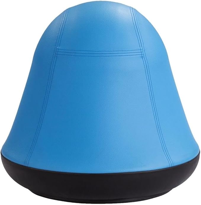 Pemberly Row Vinyl Upholstered Swivel Ball Chair, Blue Finish, 17x17x16.75 in, Anti-Burst Exercise Ball, Rubber Base, 250 Lbs Weight Capacity, Active Seating for Kids, Home, School, or Waiting Rooms