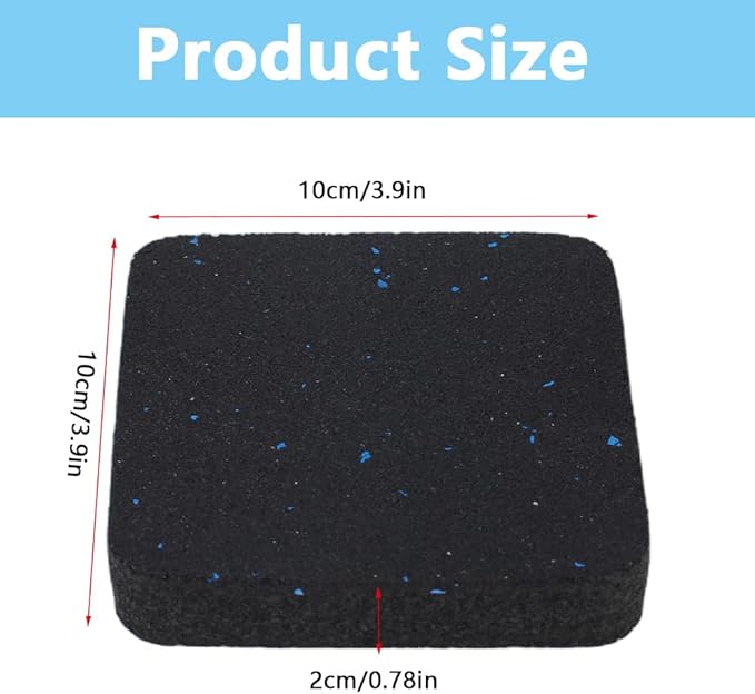 6 Pack Exercise Equipment Mat, 4 x 4 x 0.8 Inch Anti-Slip Treadmill Mats for Carpet Protection, Noise Reduction, Washing Machine Pads, Anti Vibration Rubber mats for Stationery Bike, Rowing Machine