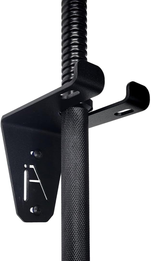 IRON AMERICAN Alpha Barbell Gym Wall Mount Storage 100+ Pound Capacity - Multi-Use Barbell Wall Holder, Barbell Hanger 4.25 x 6.75 x 7.25 Inches - Holds Any Standard Olympic Barbell - Hardware Included