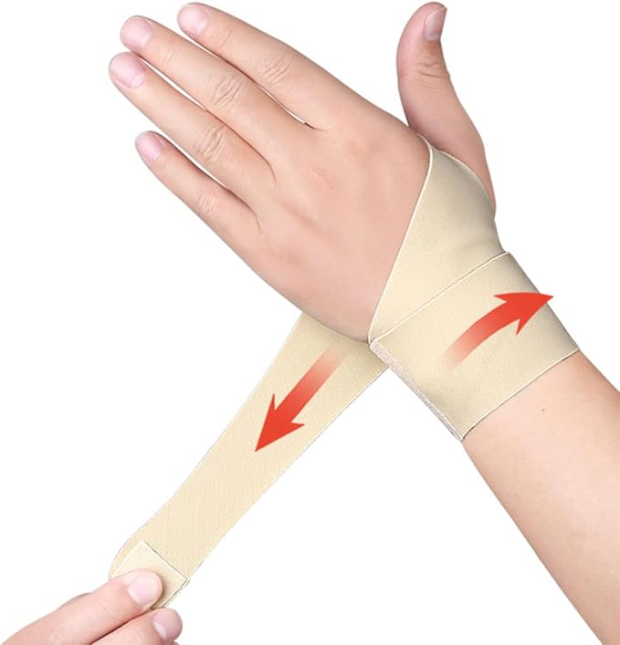 POPETPOP 2pcs Breathable Adjustable Wrist Brace and Thumb Support, Elastic Skin-Color Wrist Protector for Gym Workout and Weightlifting, Reusable Fitness Joint Wraps