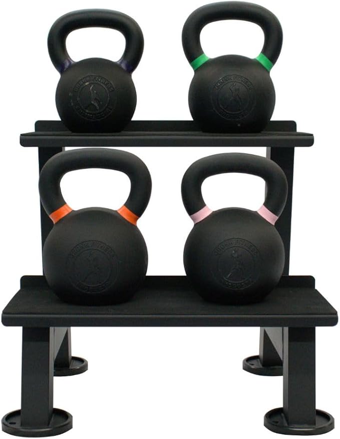 Gronk Fitness Kettlebell Rack | 2-Tier Heavy-Duty Weight Storage Shelf for Home Gym | Scratch-Resistant Padded Shelves | Organize Kettlebells, Dumbbells, and Gym Equipment | Easy Assembly