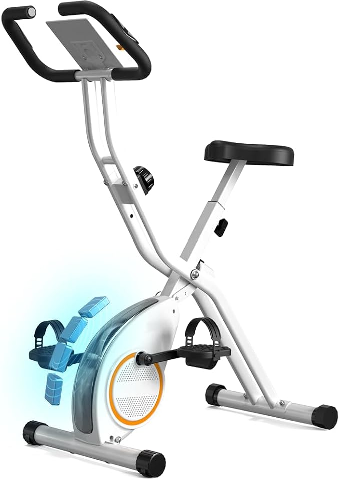 Indoor Exercise Bike Stationary Bikes for Home with 16-Level Magnetic Resistance, Lightweight Foldable Cycling Bike with 70% Pre-Assembled, 260 LBS Capacity, Flywheel of 5.5 LBS for Quiet Home Workout
