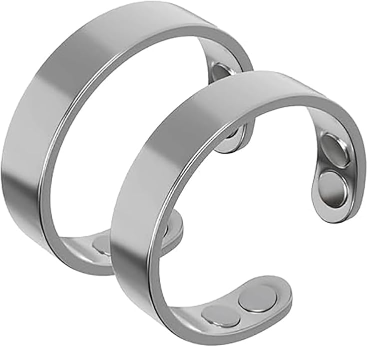 Stainless steel lymphatic magnetic therapy ring, adjustable fatigue relief sleep magnetic finger ring, open magnet unisex ring