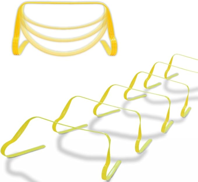 Japard Ultra Durable Agility Hurdles for Athletes of All Skill Levels, 6pcs of 7.8 inch Tall Hurdles, Bright Yellow Color, Made of Durable, Composite Materials, Easy to Set up & Transport