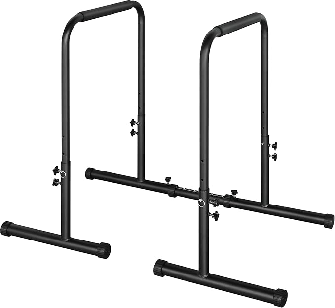 Dip Stand Station Heavy Duty Dip bar Adjustable Height/Width Fitness Workout for Tricep Dips, Pull-Ups, Push-Ups