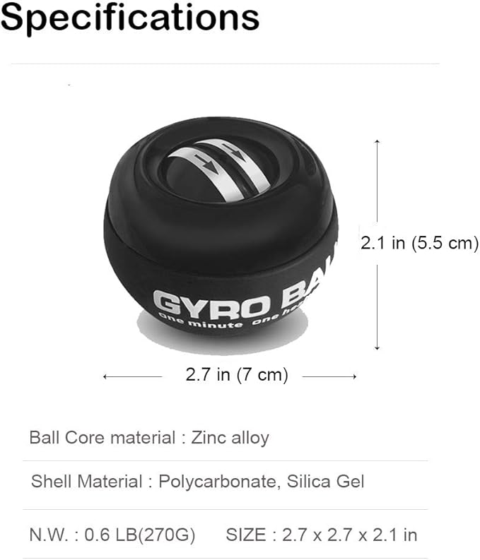 Auto-Start Wrist Power Gyro Ball with LED Lights, Wrist Strengthener and Forearm Exerciser for Stronger Arm Fingers and Muscle