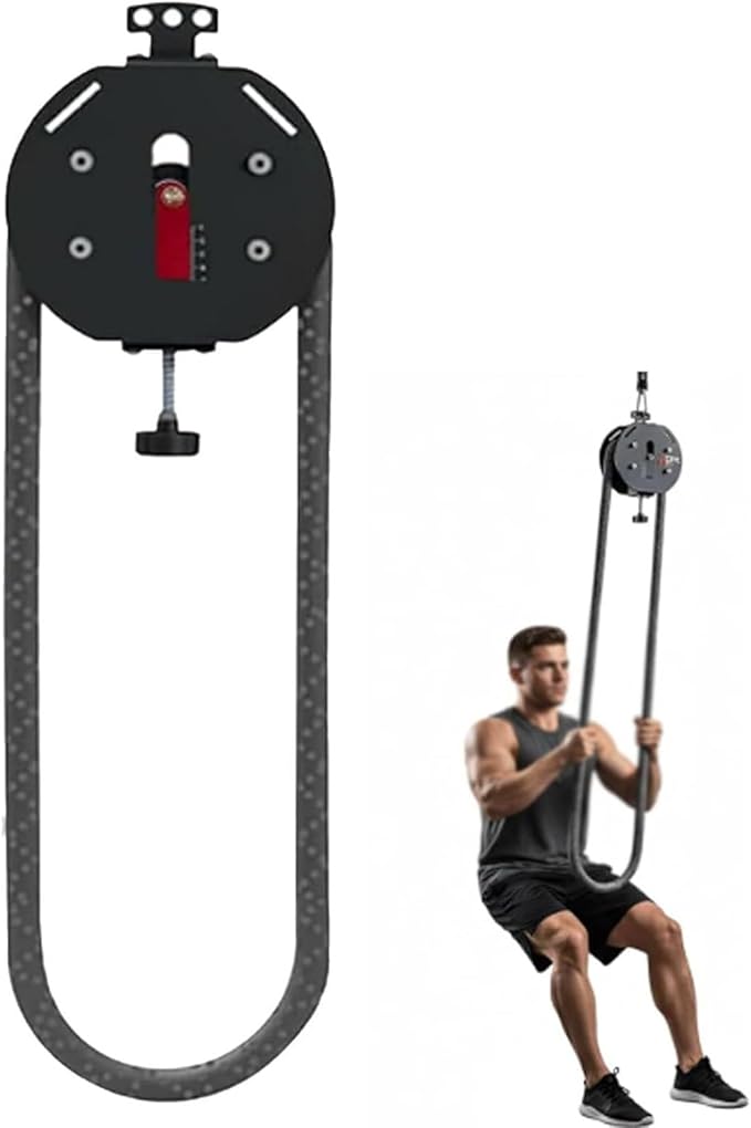 Suspension Endless Rope Pulley System, Endless Rope Trainer, Portable Cable Pulley System with Adjustable Resistance, Hanging Rope Puller Upper Limb Strength Training Ropes Climber Red