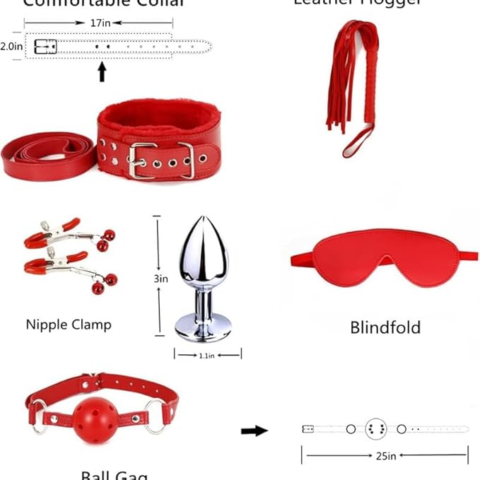 Novelty 12 Piece Leather Multi-Purpose Pilates Training Set (Red), Indoor Hip and Wrist Sports Fun Dice Accessories, Couple Gift