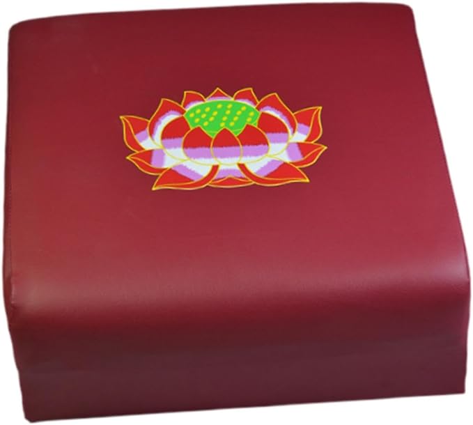 Wooden Meditation Bench for Prayer and Kneeling, Printed Lotus