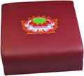 Wooden Meditation Bench for Prayer and Kneeling, Printed Lotus