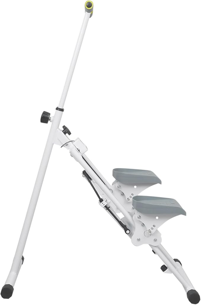 Stair Stepper for Home Gym Exercise | Stair Stepper Machine with Adjustable Handlebar Height | Folding Cardio Stair Master | with Oversized Pedal | 300LBS Loading Capacity | White& Gray