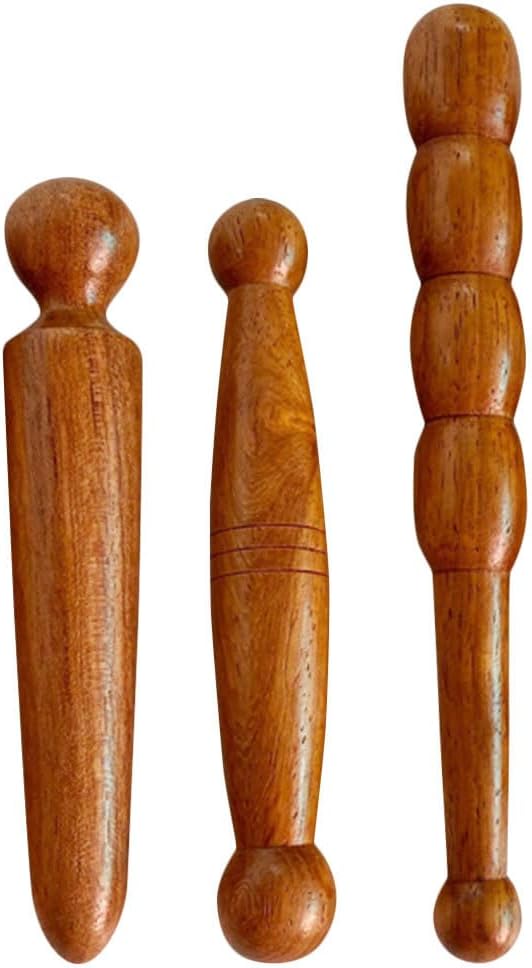 HEALLILY Foot Massage Stick 3 Pack, Wooden Reflexology Tools for Plantar Fasciitis Relief, Handheld Acupressure Wand Set for Deep Tissue Muscle Tension and Circulation, Thai Manual Aids