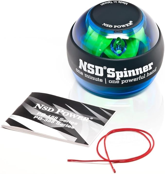 NSD Essential Crystal Spinner Gyro Ball | Grip Strengthener for Forearms, Wrist & Hands | String Start Design, Up to 18,000 RPM | Portable Wrist Trainer & Workout Equipment | Ideal for Desk Workers, Athletes & Musicians
