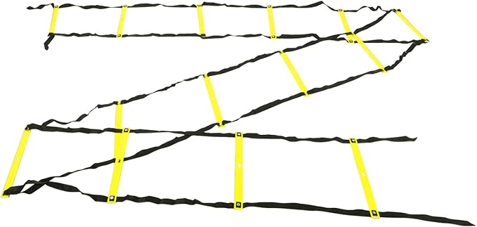 7M 14 Rung Agility Ladder, Fixed Distance PP Material Training Equipment with Angle for Soccer Football Fitness Speed Training