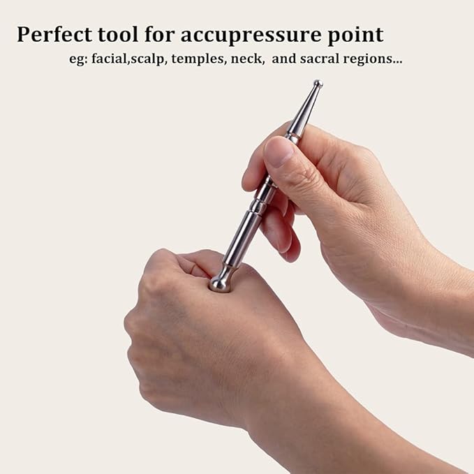 FeelFree Sport Deep Tissue Massage Tool-Stainless Steel Acupuncture Pen-Trigger Point Massage Relief Pain Therapy Tools Full Body Relaxing Trigger Self-Massage Acupressure Bar (B)