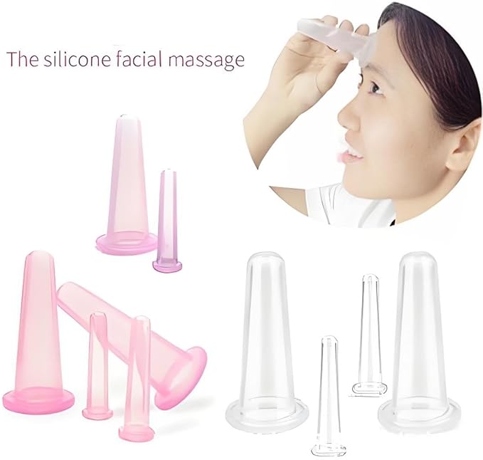 4Pcs Silicone Facial Cupping Therapy Set Mini Facial Cups Manual Body Face Massage Tool Don't Worry About Burns Health Care Products (2)