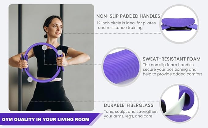 Pilates Essentials Kit for Women- 13-Piece Set Includes Pilates Ring, Yoga Ball, Yoga Bands, Figure of 8 Resistance Band, Fabric Resistance Band, Pilates Socks, and Storage Bag