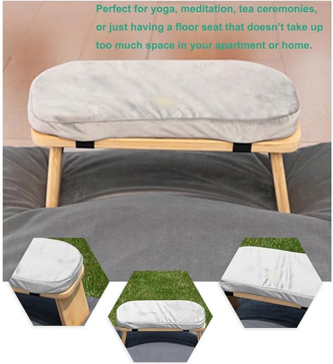 Meditation Bench Basic Kneeling Ergonomic Seat Meditation Stool,Folding Yoga Stool, Sturdy Prayer Bench,Comfortable for Kneeling or Sitting, Grey