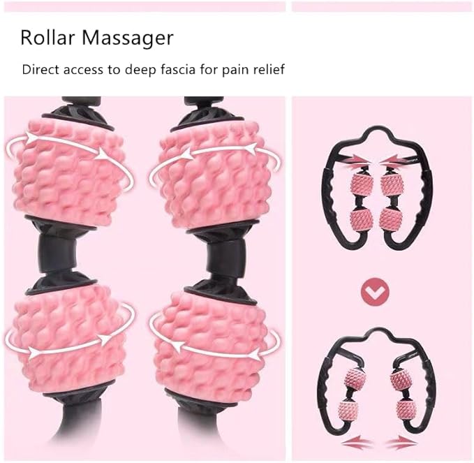 4 Wheels Foam Roller Muscle Massager for Leg Neck Hand Arm,Trigger Point Muscle Relax Massager Indoor Sports Yoga Bodybuilding Equipment (Purple)