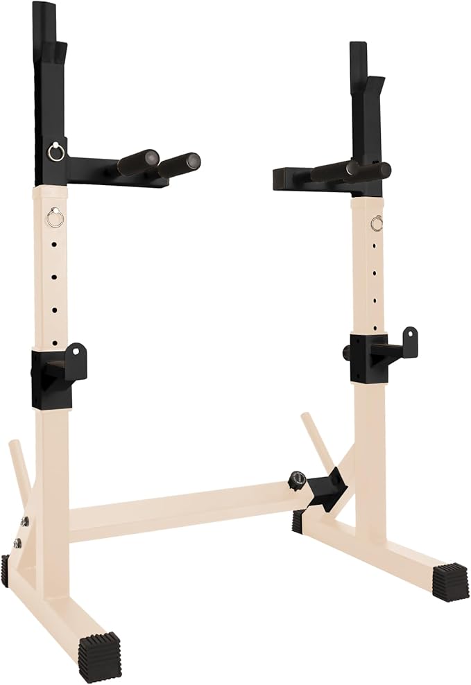 Gresspro Barbell Rack Stand with Dip Bar Attachment - Multifunctional Adjustable Squat Rack, Heavy-Duty Dumbbell Rack, Strength Training Dip Station, Home Gym Equipment Max Load 550lbs