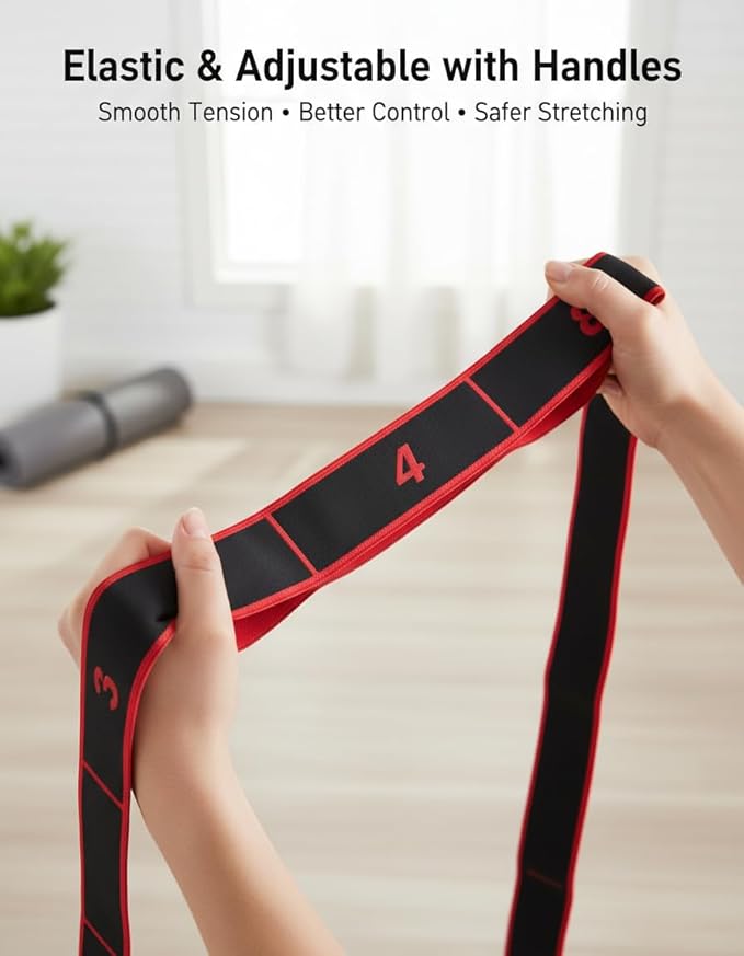4pcs Fitness Resistance Bands Numbered for Stretching Yoga Pilates, Elastic Adjustable Training Band with Handles, Segmented Loop Strap for Glutes Seniors Women Physical Therapy Flexibility