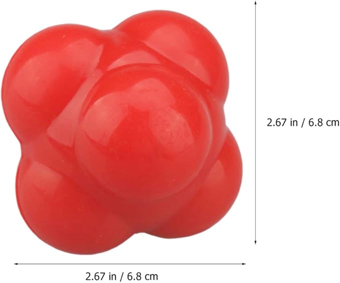 Happyyami Hexagonal Reaction Training Ball for Agility and Fitness, Large 68mm Red Silicone Exercise Reaction Ball for Baseball and Indoor Speed Training