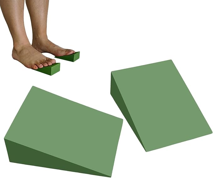 1 Pair Squat Wedge Blocks - Yoga Foam Wedges for Home Gym, Non-Slip Heel Elevated Squat Wedge, Calf Stretcher Slant Board, Yoga Blocks, Incline Board for Squats, Calf Stretching, Pilates