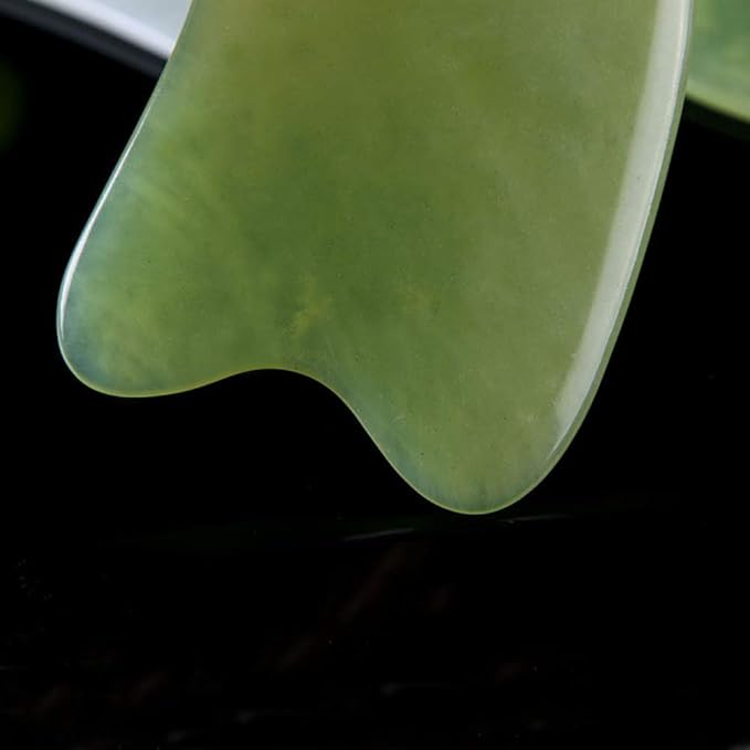 Jade Gua Sha Scraping Massage Tool, Premium Nepherite Jade Stone, Hand Made Great Guasha Tool for ASTYM,Myofascial Release | Helps Reduce Muscles Soreness, Pain Relief | Smooth Thin Edge