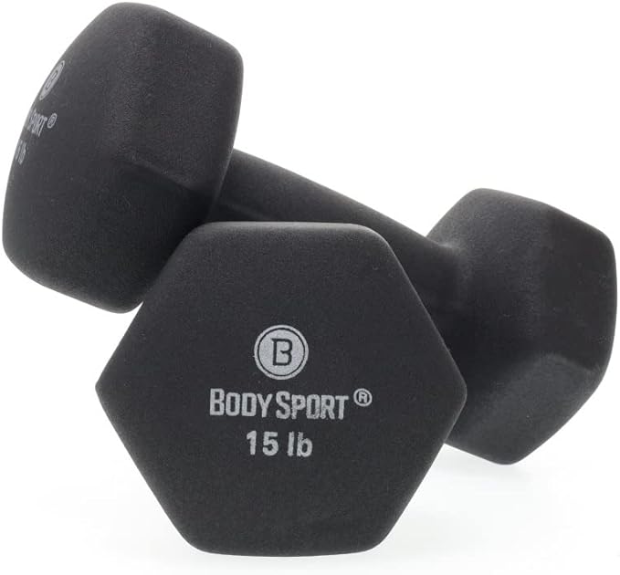 Body Sport Neoprene Dumbbell Weight - Latex-Free, Strength Training Equipment for Home Fitness & Gym Workouts