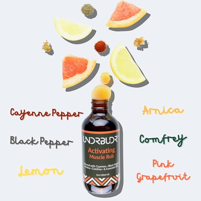 Activating Muscle Rub Oil Pre-Activity – 4oz Oil w/Cayenne, Black Pepper, Arnica, Comfrey & Oils for Muscle Activation, Helps Boost Circulation & Recovery – for Athletes & Active Lifestyles