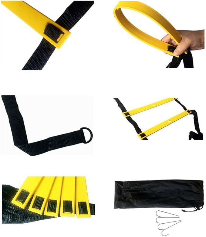 French Fitness 26 Ft Speed & Agility Ladder - Adjustable Rungs, Durable TPR/Nylon, Portable with Carrying Case & Pegs