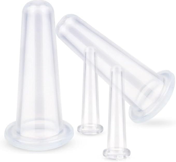 4Pcs Transparent Massage Cupping Set Silicone Mini Facial Cups Face Massager Helper Skin Care Neck Back Eyes Massaging Cup Safe to Use, Facial Care,Anti-Aging Beauty Tool,Health Care Products